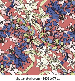 Fashionable pattern in small flowers. Floral background for textiles.