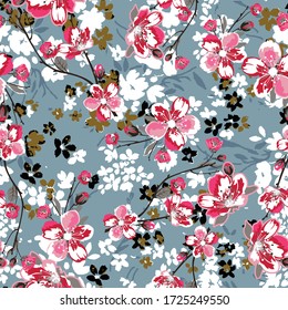 Fashionable pattern in small flowers. Floral background for textiles. Liberty style. fabric, covers, manufacturing, wallpapers, print, gift wrap.