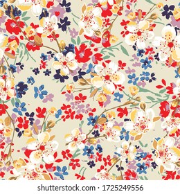 Fashionable pattern in small flowers. Floral background for textiles. Liberty style. fabric, covers, manufacturing, wallpapers, print, gift wrap.