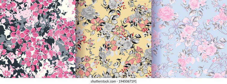 Fashionable pattern in small flowers. Floral background for textiles.