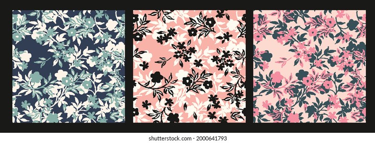 Fashionable pattern in small flowers. Floral background for textiles. Liberty style. fabric, covers, manufacturing, wallpapers, print, gift wrap.