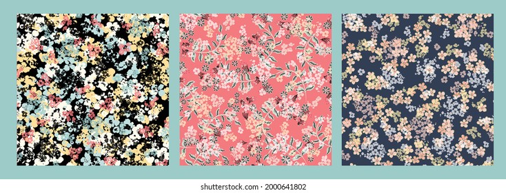 Fashionable pattern in small flowers. Floral background for textiles. Liberty style. fabric, covers, manufacturing, wallpapers, print, gift wrap.