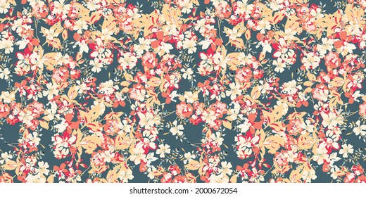 Patrón de moda en flores pequeñas. Fondo floral para textiles. Estilo de la libertad. tela, cubiertas, fabricación, papel pintado, papel impreso, envoltura de regalo.