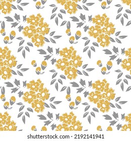 Patrón de moda en flores pequeñas. fondo amarillo Floral sin soldadura para textiles, tejidos, cubiertas, papel pintado, papel impreso, envoltura de regalo y scrapbooking. Copia de rastrillo.