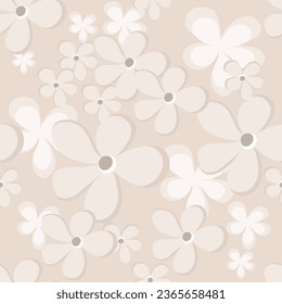 Patrón de moda. Textura vectorial sin costura. Fondo abstracto con flores beige simples en un fondo claro. Elegante diseño para la decoración, papel pintado, tela, papel pintado, productos de lino 