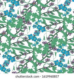 Fashionable pattern vector with small flowers and leaves