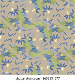 Fashionable pattern in vector pattern with small flowers and leaves