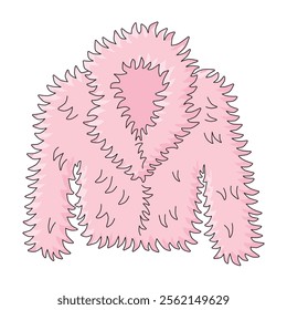 Fashionable pink faux fur jacket isolated vector illustration