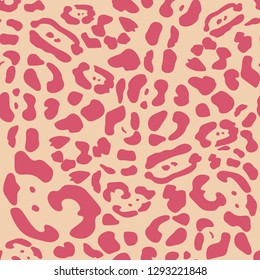 Fashionable pink leopard pattern, seamless print on a light pink background. Illustration.