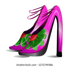 fashionable pink stylish shoes with big heels vector