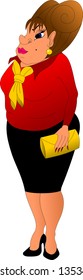 fashionable plump lady with a bag in her hands