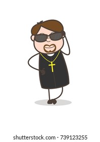 Fashionable Priest with Sunglasses Vector