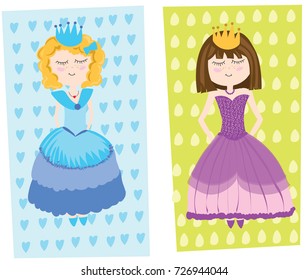 Fashionable princess girls ladies in dresses
