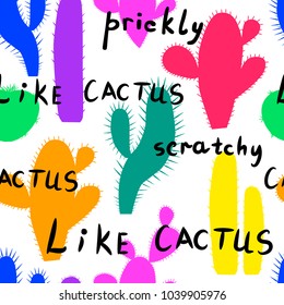 Fashionable print. Seamless pattern with cacti .Vector.