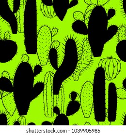 Fashionable print. Seamless pattern with cacti .Vector.