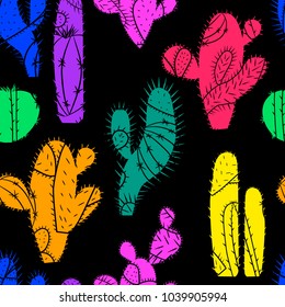 Fashionable print. Seamless pattern with cacti .Vector.
