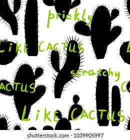 Fashionable print. Seamless pattern with cacti .Vector.