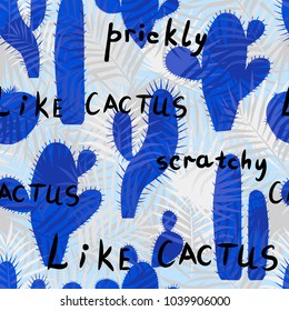 Fashionable print. Seamless pattern with cacti .Vector.