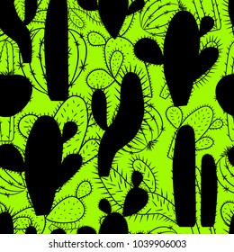 Fashionable print. Seamless pattern with cacti .Vector.
