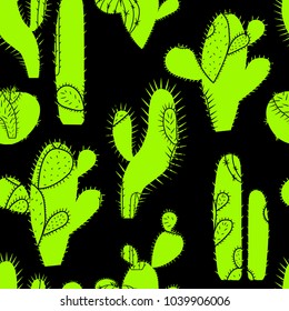 Fashionable print. Seamless pattern with cacti .Vector.