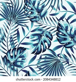 fashionable rainforest tropical seamless pattern plants foliage for shirt cloth or print texture textile. tropical background. vector design. Exotic tropics. Summer wallpaper design 