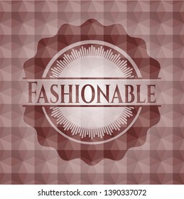 Fashionable red badge with geometric pattern. Seamless.