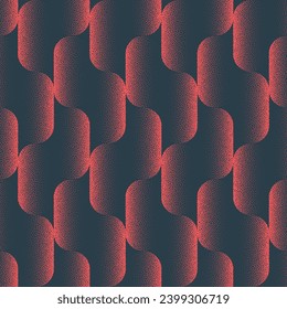 Fashionable Red Wavy Seamless Pattern Trend Vector Dotted Abstract Background. Contemporary Graphic Design in Pale Tones Endless Wallpaper. Trendy, Stylish and Unique Visual Art for Creative Projects