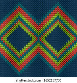 Fashionable rhombus argyle knitting texture geometric seamless pattern. Blanket knitwear structure imitation. Traditional seamless knitted pattern. Winter holidays wallpaper.