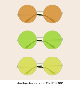 Fashionable round sunglasses with different glass color.