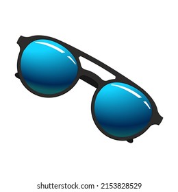fashionable round Trendy sunglass. Vector illustration of glasses with different shape and color. Cartoon accessory for eye protection from sun isolated on white