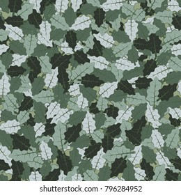 Fashionable seamless camouflage from chaotically located oak leaves.