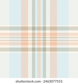 Vector de tela sin costuras de moda, tartán de patrón de comprobación de plataforma. Tejido de textura a cuadros de fondo lineal en colores blanco y concha de mar.