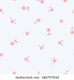 Fashionable seamless floral pattern. Endless elegant print of pink flowers. White background. Printing color in a flower. Stock vector.