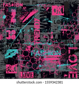 Fashionable seamless pattern with abstract elements. For Girls sportswear, textiles, vinyl, and more
