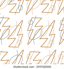 Fashionable seamless pattern with abstract hand drawn shapes, trendy bohemian forms, vector illustration, modern design for textiles