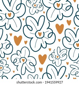 Fashionable seamless pattern with abstract hand drawn shapes, trendy bohemian forms, vector illustration, modern design for textiles