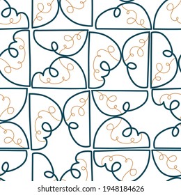 Patrón moderno y sin costuras con formas abstractas dibujadas a mano, formas bohemias de moda, ilustración vectorial, diseño moderno para textiles