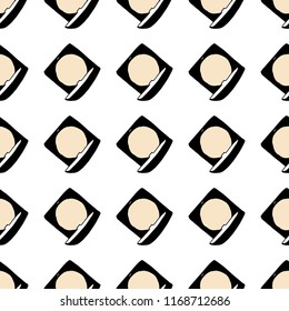 Fashionable seamless pattern with a beautiful face powder. Cosmetics and fashion background. Vector illustration. Seamless pattern can be used for textile, web design, surface textures.