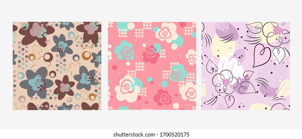 Diseño moderno y sin fisuras con flor. Montaje de fondo floral para textiles, decoración interior, ilustración vectorial de papel.