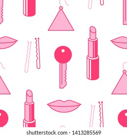 Fashionable seamless pattern of glamour things, accessories.