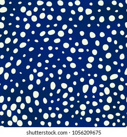 fashionable seamless pattern with hand-drawn white dots on blue