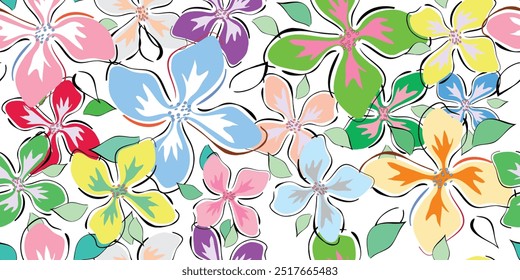Fashionable seamless pattern. Modern floral ornament. Creative summery collage.