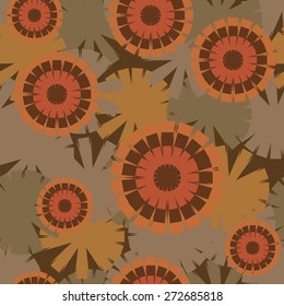 Fashionable seamless pattern of psychedelic sunflowers. Beautiful trendy print in a modern style. Vector illustration for various creative projects