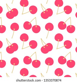 Fashionable seamless pattern of tender, elegant pink cherries.