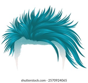 fashionable shaggy hair with shaved temples blue color.
beauty style.high hair styling.