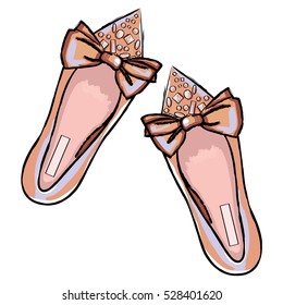 Fashionable shoes with bows on white background.