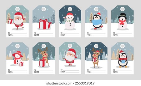 Fashionable and simple Christmas card set with design gift tags