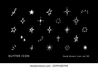 Fashionable and simple glitter. Cute shiny vector illustration drawn in pen or pencil.