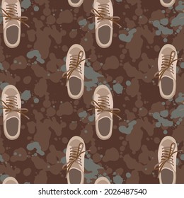 Fashionable sneakers on the background of colored spots.