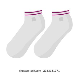 Fashionable socks with violet stripes, apparel and fashion, stylish clothing and accessories. Isolated icon of textile for trendy look, outlook and clothes for sports activities. Vector in flat style